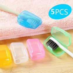 NEW 5 Pack Travel Toothbrush Head Covers Dustproof Portable Oral Care Flight Colorful 