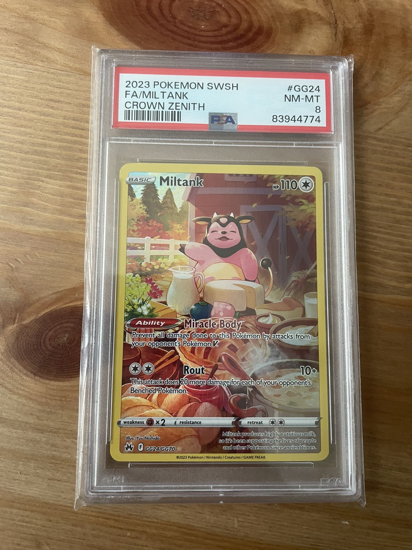 2023 POKEMON MILTANK GG24/GG70 CROWN ZENITH FULL ART HOLO GRADED GMA GEM MINT 8