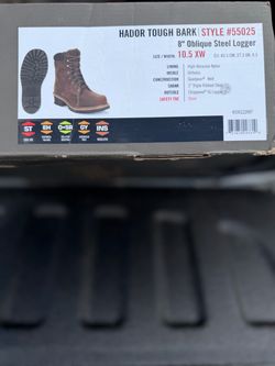 10.5 HADOR TOUGH BARK 8” OBLIQUE STEEL LOGGER BOOTS