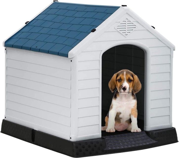 28Inch Large Dog House Insulated Kennel Durable Plastic Dog House for Small Medium Large Dogs Indoor Outdoor Weather & Water Resistant Pet Crate with