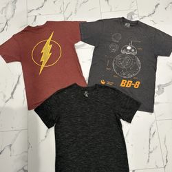 Men’s Graphic T-Shirt Bundle – Flash Logo, Star Wars BB-8 + Black V-Neck (3-Pack)