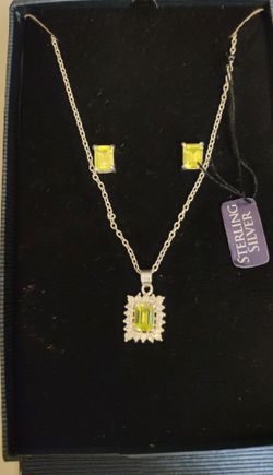 Sterling Silver Necklace and Earrings Set with CZ