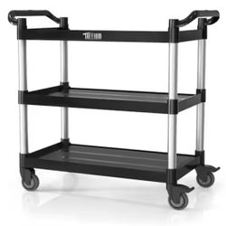 Karl home 3 Tier Medium 390 lbs. Capacity Plastic Utility Cart with Wheels Black