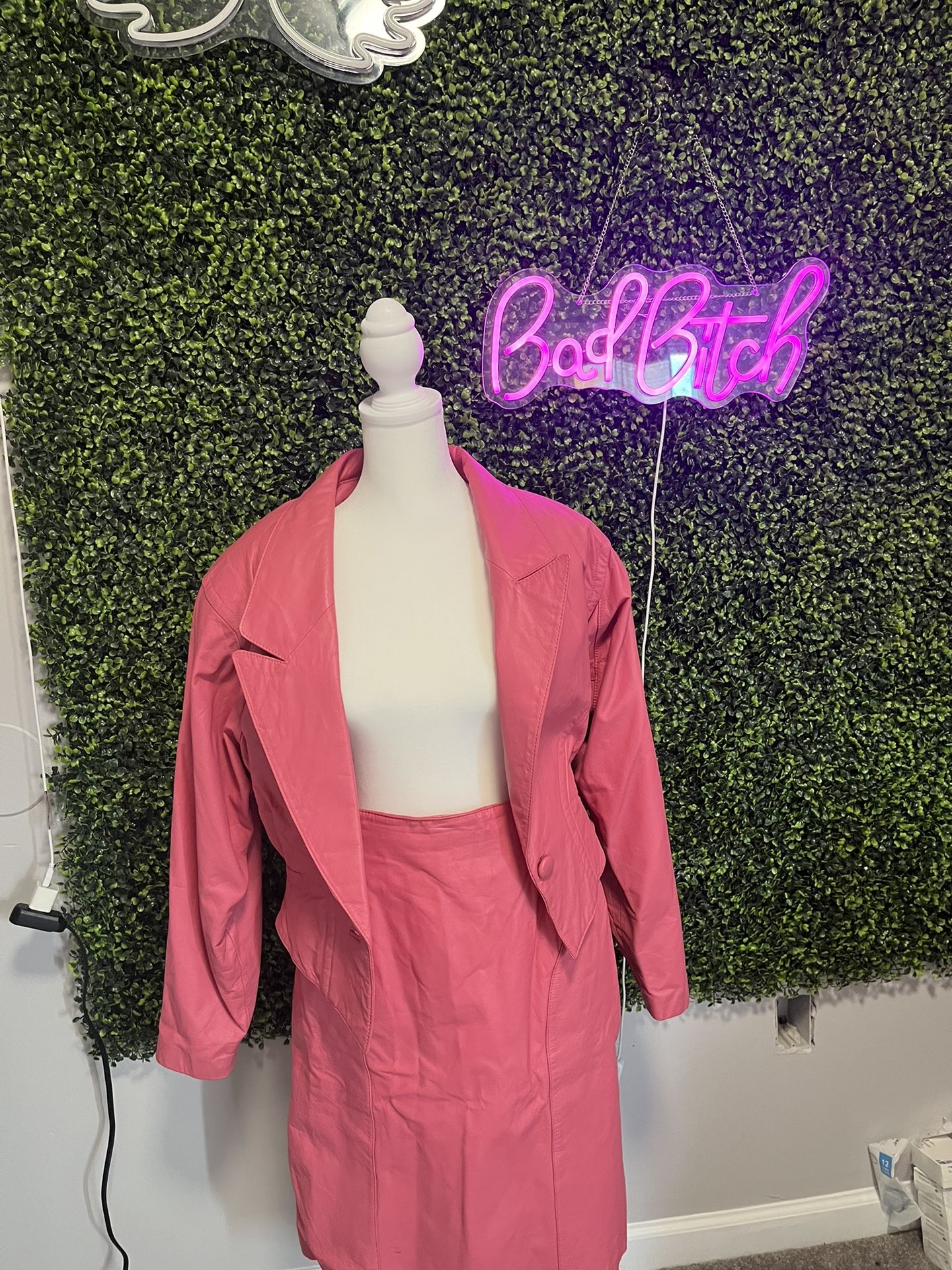 Pink Genuine, Leather Dress Set