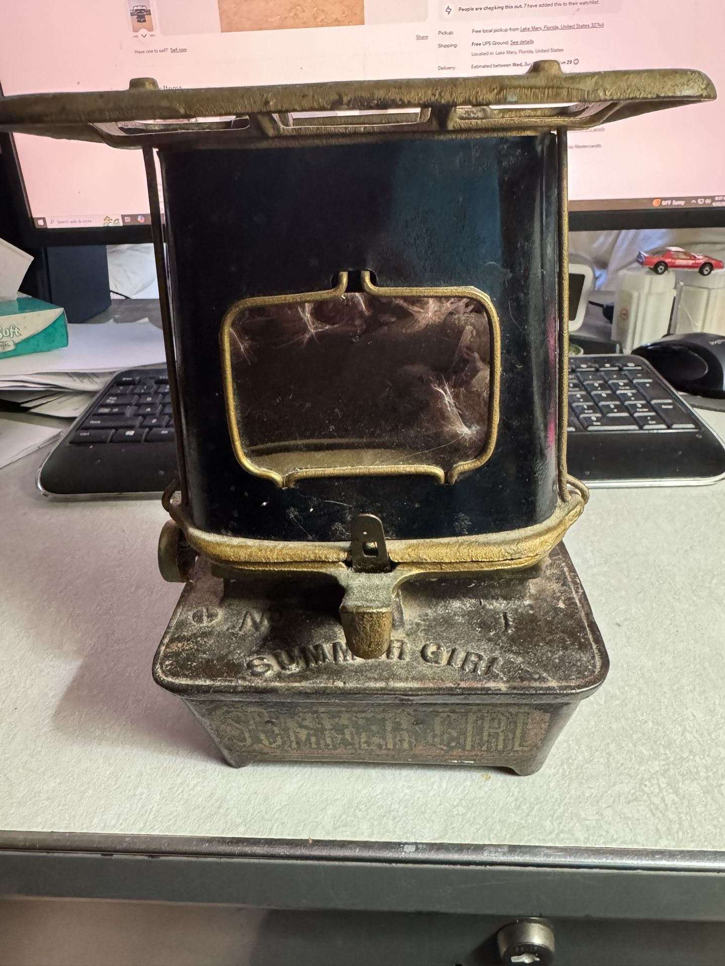 1898 SUMMER GIRL #1 SAD IRON HEATER