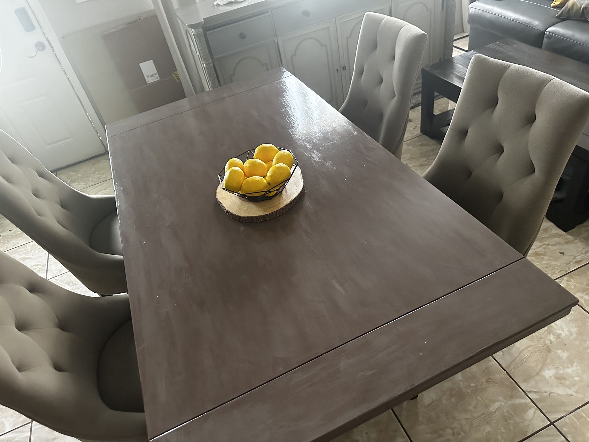 Elegant Solid Wood Dining Set – Includes Table + 4 Upholstered Chairs