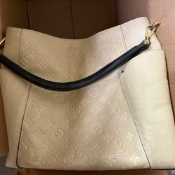 LOUIS VUITTON LV Monogram Empreinte Leather Dune Hobo Tote Shoulder Beige XL