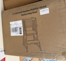 COSYLAND Bamboo Multifunctional Kitchen Step Stool