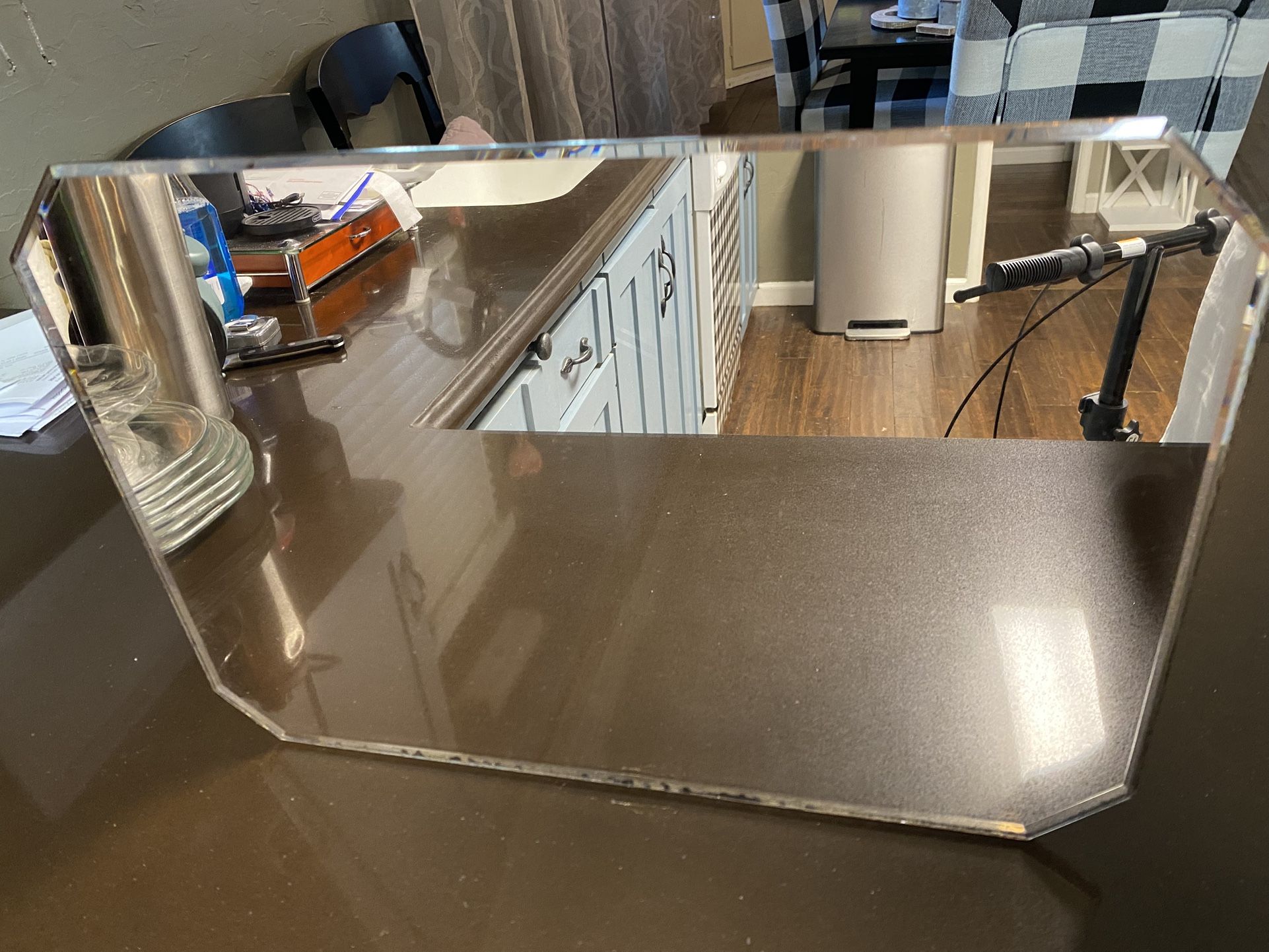 VINTAGE Art Deco Pink Beveled Glass Mirror