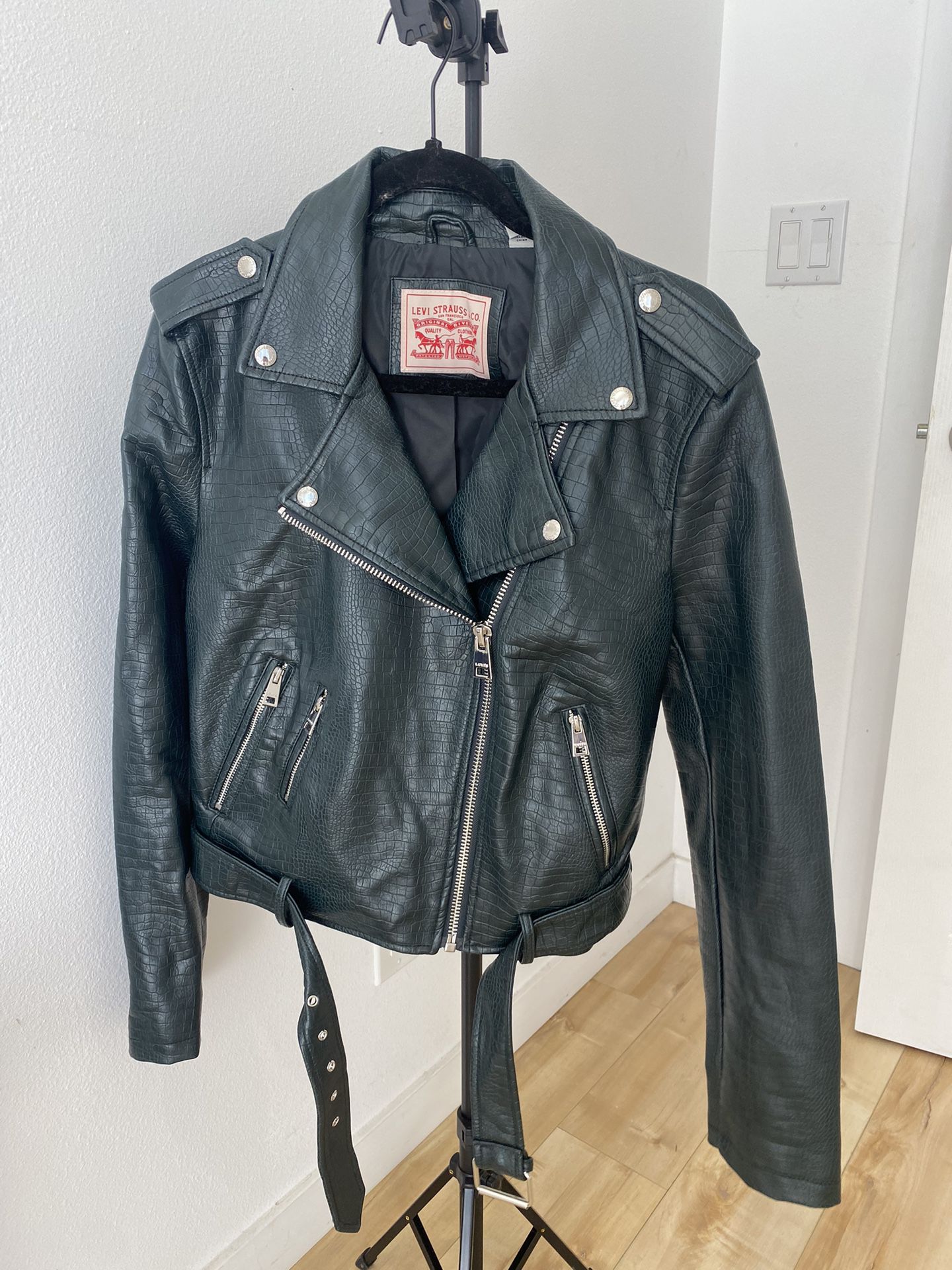 Levi’s Forest Green Croc Faux Leather Jacket 
