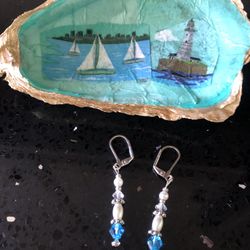 Oyster Shell ring dish W earrings