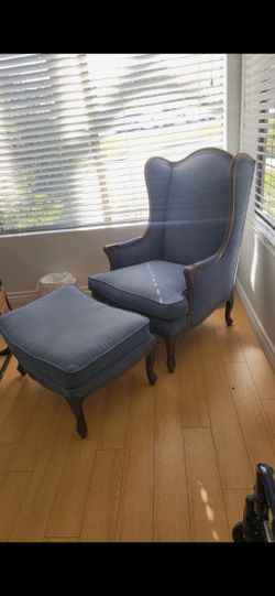 Ethan Allen Grandfather Chair and Ottoman