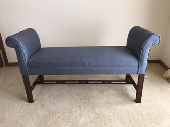 ETHAN  ALLEN BLUE COLOR UPHOLSTERED BENCH