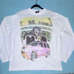 Triple 7 Triple Sevens Rhinestone Long Sleeve Tee White Size Large