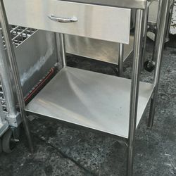 Pedigo SG-80-SS Stainless Steel Utility Cart w/ Shelf Drawer & Rail