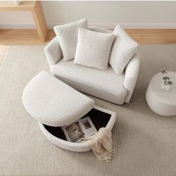 Plush Oversized Chair with storage ottoman