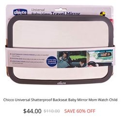 Chicco Universal Shatterproof Backseat Baby Mirror Mom Watch Child