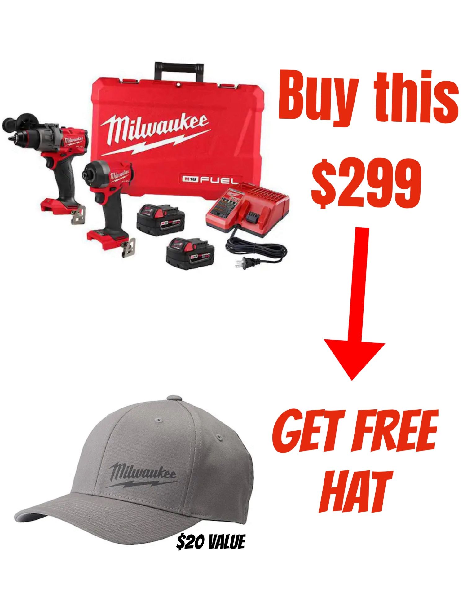 Buy Milwaukee M18 Fuel Combo Kit - Get free Milwaukee hat 🧢