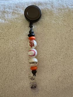 Handmade SF Giants Beaded Retractable Badge Reel