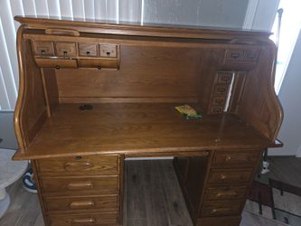 Solid Oak Roll Top Desk
