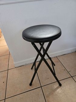 Black Folding Stool with Padded Seat