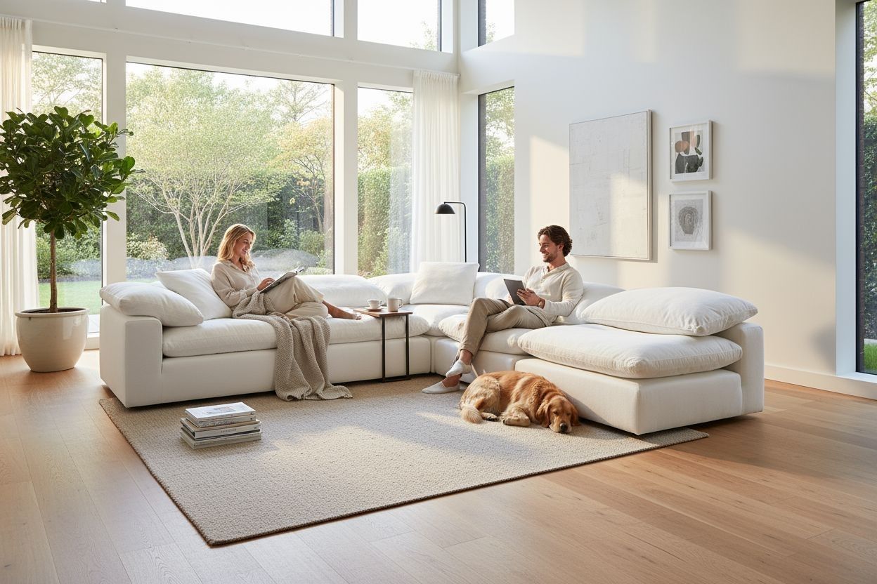 NIXON cloud White Sectional Sofa 🛋 Washable Stain Resistant $54 Down 0% Interest 