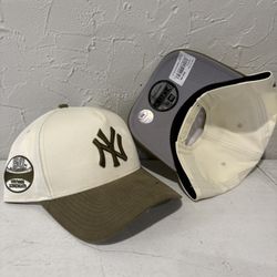 MLB New Era New York Yankees Off White 50th Anniversary Patch 9forty A Frame SnapBack Hats 