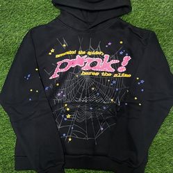 Sp5der Pink Black Hoodie