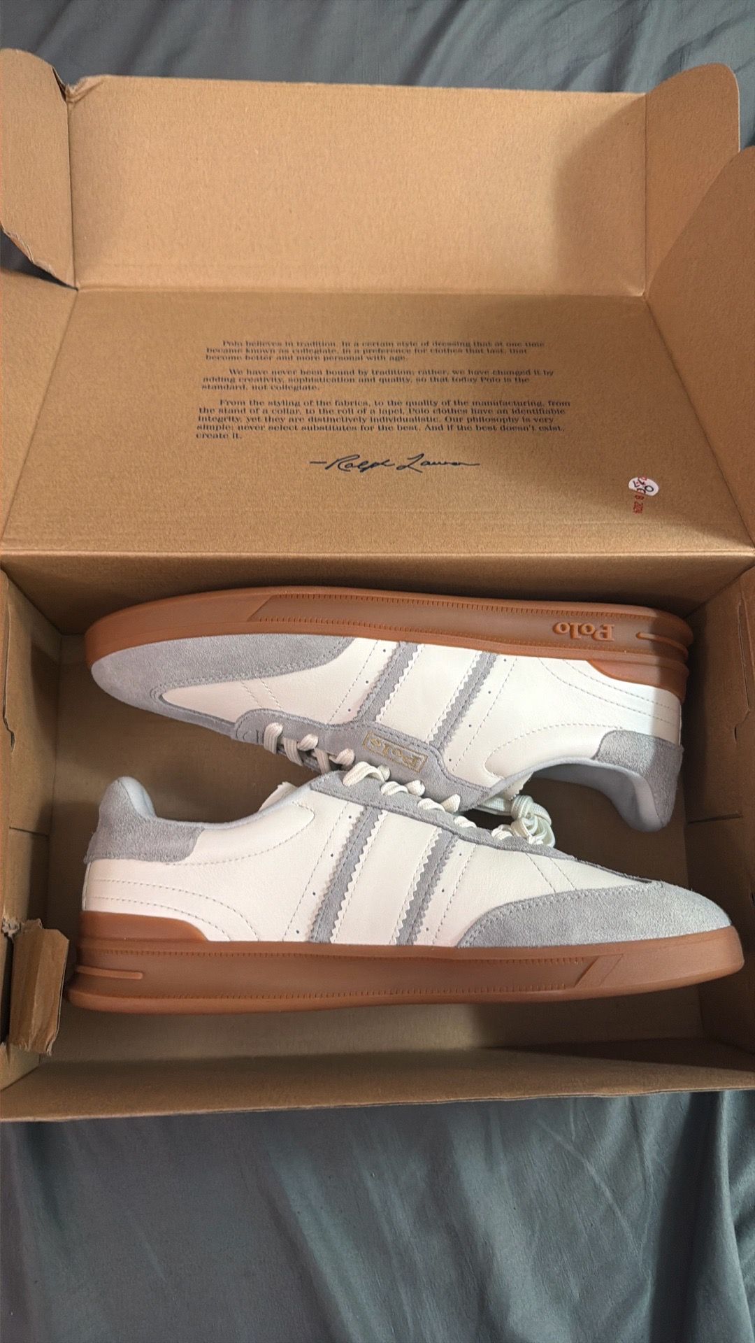 Ralph Luaren Polo Sambas Grey/Cream Suede/ Leather