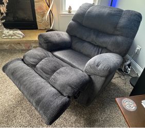 TWO (2) Big Lots Fabric Manual Grey Recliner