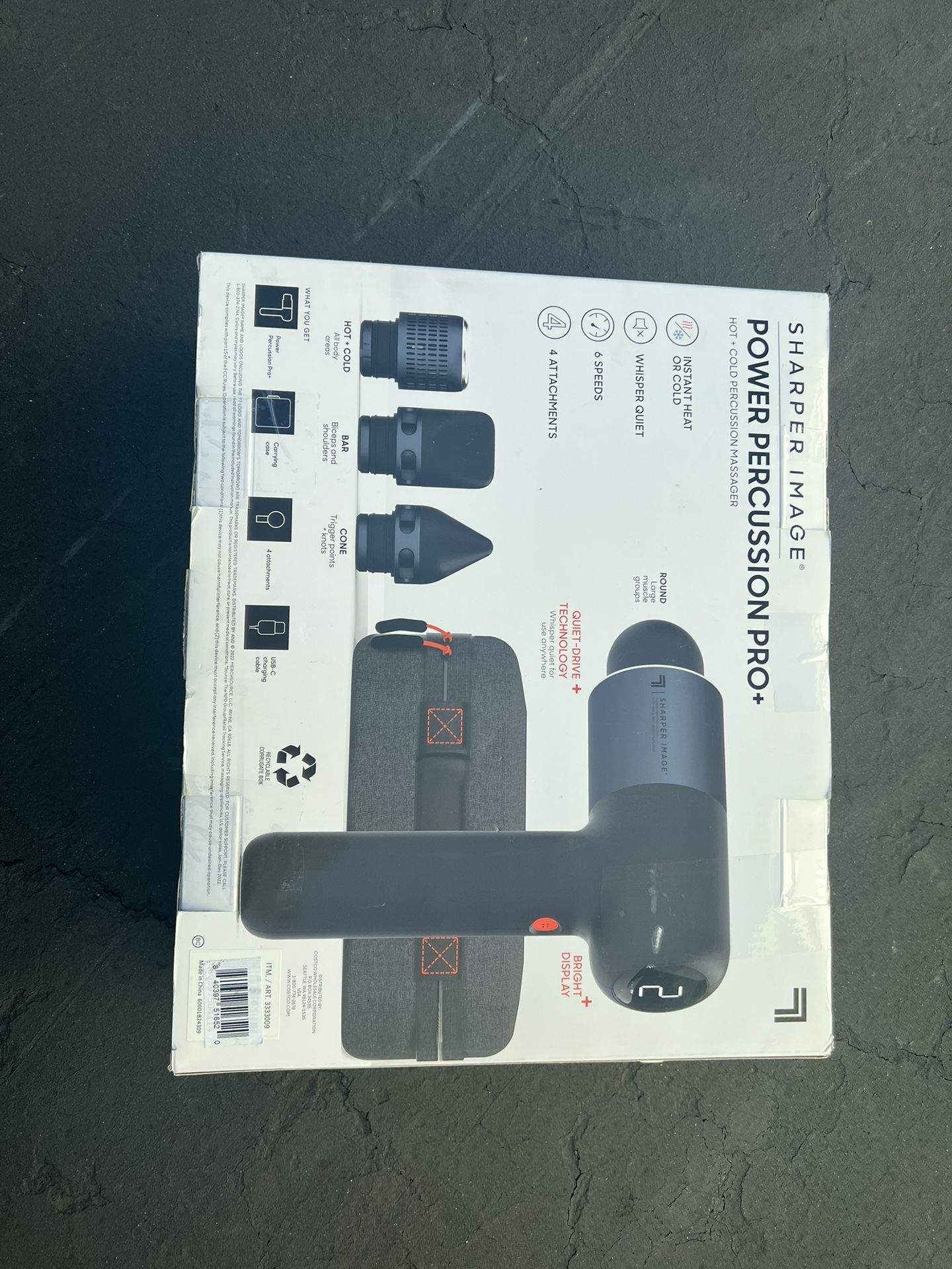  SHARPER IMAGE POWERBOOST PRO+ COMPACT HOT AND COLD PERCUSSION MASSAGER WITH DUAL-TEMPERATURE