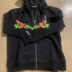 Brand New Black Chrome Heart Zip Up Jacket Size M