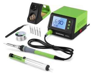 WORKPRO Soldering Station, 60W Soldering Iron Kit Digital Display, 5 Extra Iron Tips, Precision Temperature Control Solder Station for Electronic Repa