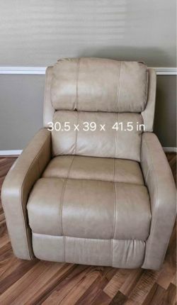 Beige Leather Power Recliner Chair