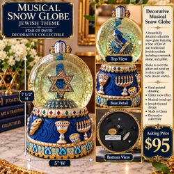Jewish Theme Musical Snow Globe Collectible