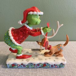 Jim Shore The Grinch “Grinch Tying Antlers Max” Figurine (contact info removed)