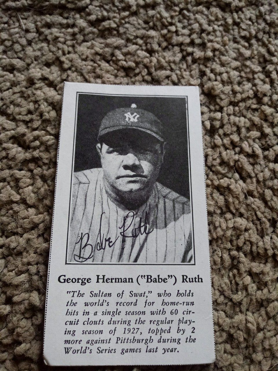 Old Babe Ruth card signed? Found at yard sale! Read
