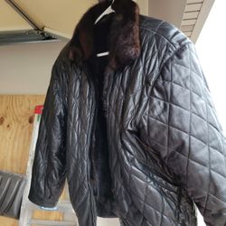 Women's Leather And Fur Vintage Jacket