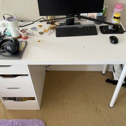 IKEA White Desk W/ Drawers 