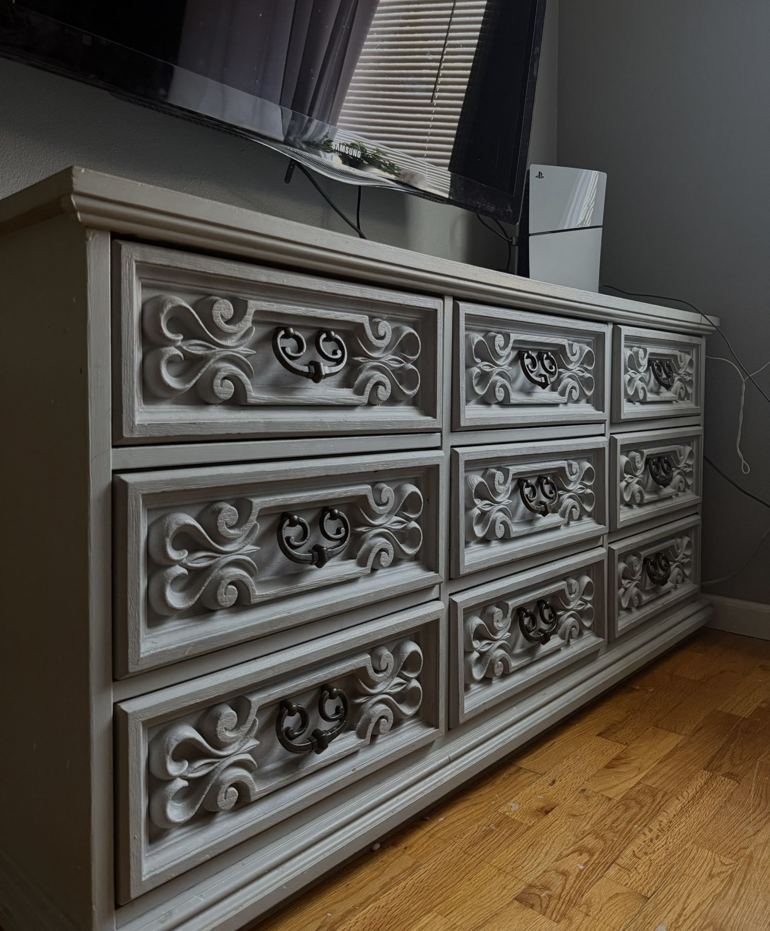 vintage-style wooden dresser