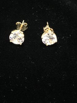 Cubic zirconia studs silver 925 with yellow over gold