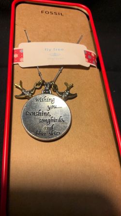 Fossil- Necklace- Wishing You Sunshine Song Birds and Blue Skies