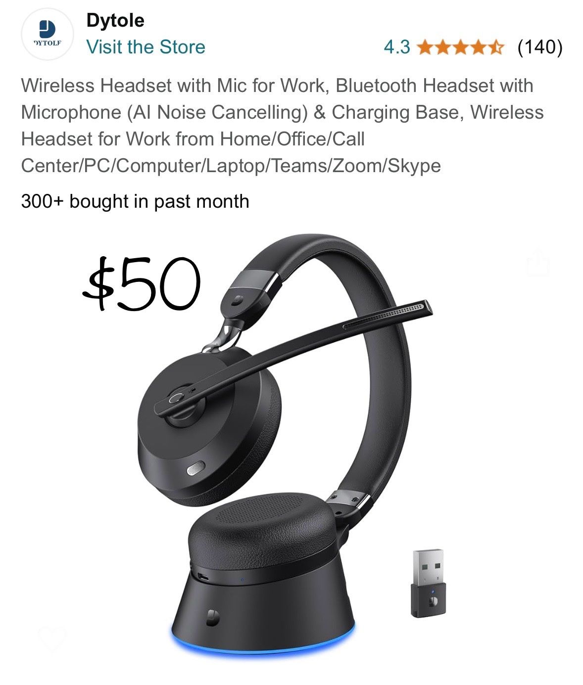 Wireless Bluetooth Headset with Charging Dock 