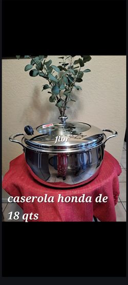 CACEROLA HONDA DE 18 QT DE ACERO INOXIDABLE 5-PLY VIDA SANA PRINCESS HOUSE NUEVA EN SU CAJA 🌷⚘️