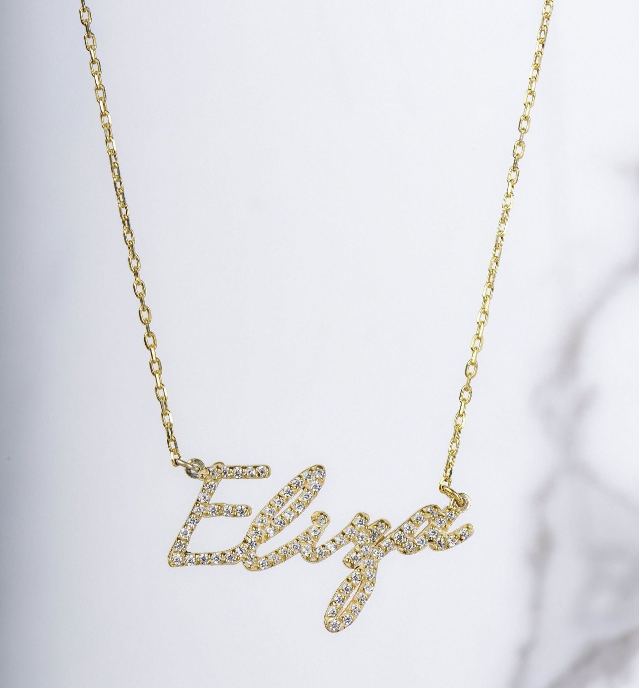 Personalized Gold Diamond Name Necklace 