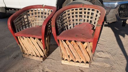 2) equipale chairs sillas made in mexico for reupholstery barrel chair vintage chair pair mexican