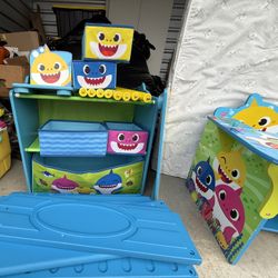Used - Baby Shark Toddler Bedroom Furniture Set – Bed, Mattress & Storage – AS-IS