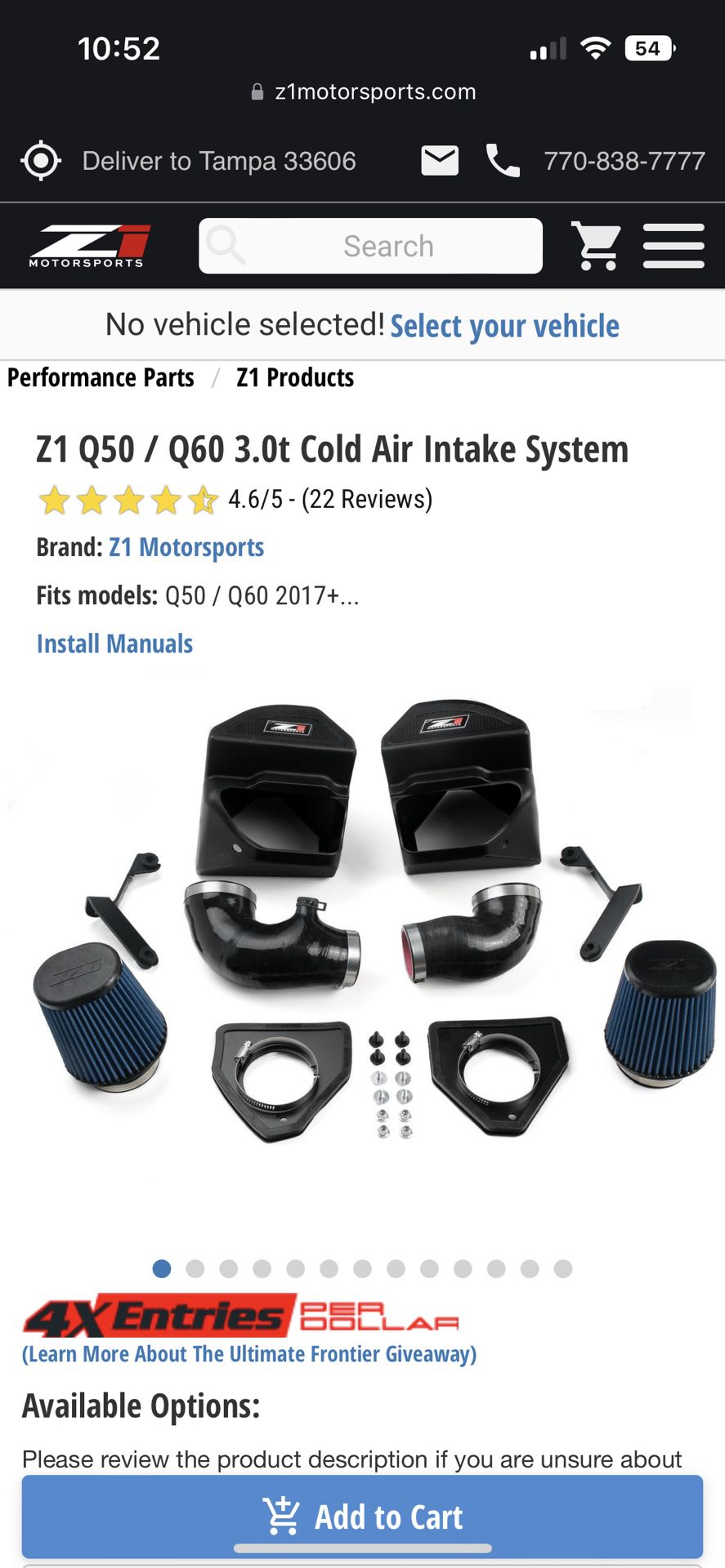 Z1 Cold Air Dual Intake System For Q60/Q50