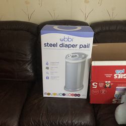 Ubbi NEVER OPENED steel Diaper Pail