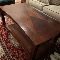 3-Piece Coffee & End Table Set – Solid Wood with Inlay Top